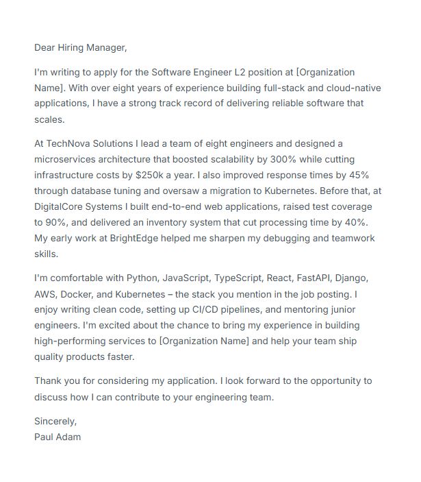 Skilize Humanized Cover Letter