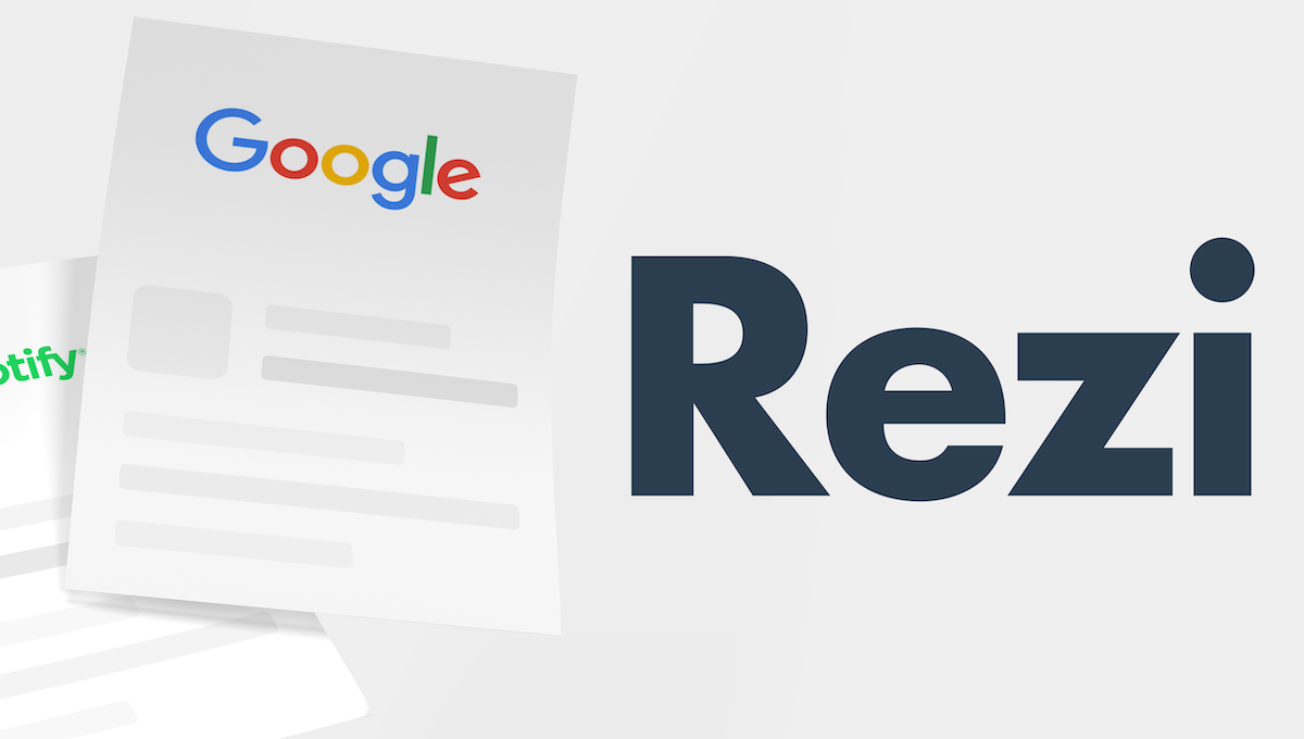 Rezi AI resume builder software interface screenshot